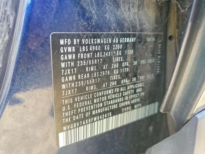 Aukcja sprzedaży 2015 Volkswagen Tiguan, vin: WVGBV7AX8FW542415, numer aukcji: 55986326