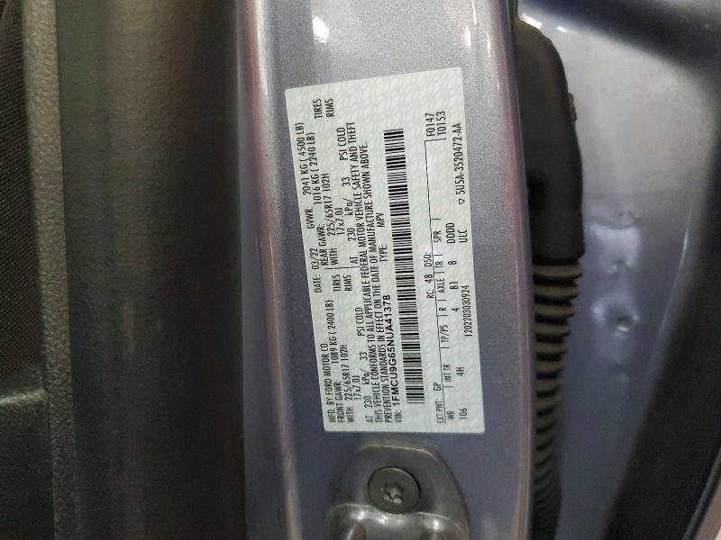 2022 Ford Escape მანქანა იყიდება აუქციონზე, vin: 1FMCU9G65NUA41378, აუქციონის ნომერი: 55507446