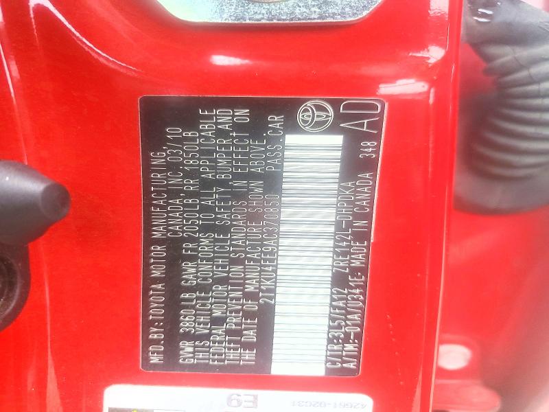58181256 :رقم المزاد ، 2T1KU4EE9AC370850 vin ، 2010 Toyota Matrix مزاد بيع