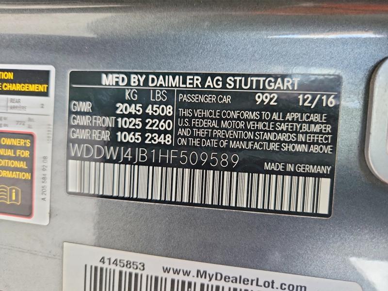 56805906 :رقم المزاد ، WDDWJ4JB1HF509589 vin ، 2017 Mercedes-benz C مزاد بيع