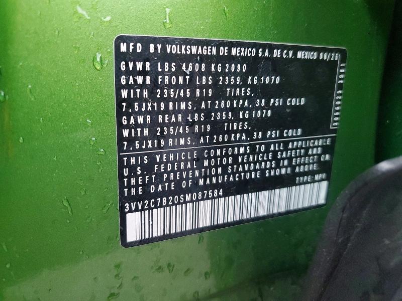 85447695 :رقم المزاد ، 3VV2C7B20SM087584 vin ، 2025 Volkswagen Taos مزاد بيع