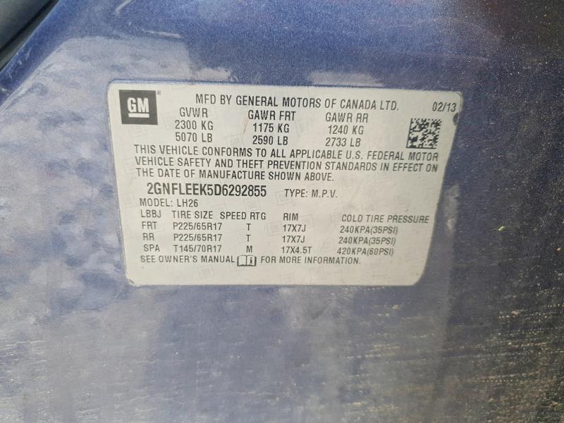 2013 Chevrolet Equinox მანქანა იყიდება აუქციონზე, vin: 2GNFLEEK5D6292855, აუქციონის ნომერი: 56977216