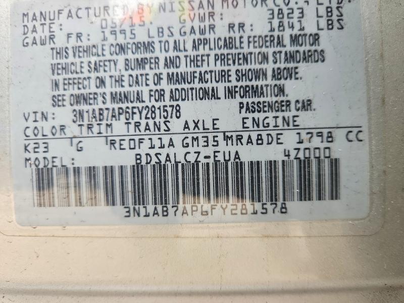 Aukcja sprzedaży 2015 Nissan Sentra, vin: 3N1AB7AP6FY281578, numer aukcji: 55519326