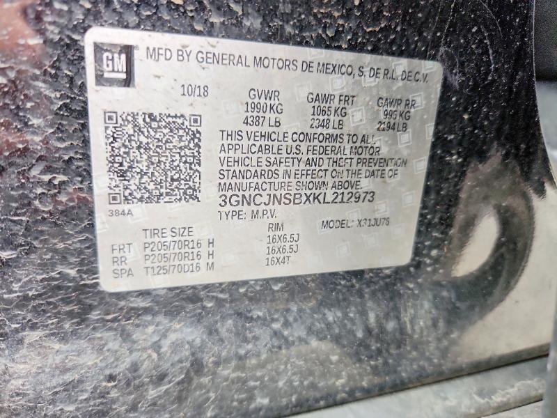 Продажа на аукционе авто 2019 Chevrolet Trax, vin: 3GNCJNSBXKL212973, номер лота: 55358746