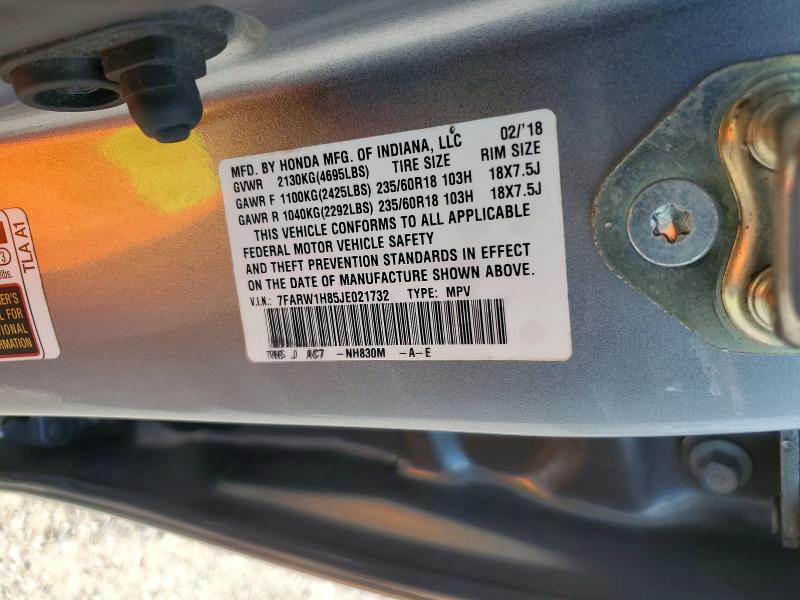 58510536 :رقم المزاد ، 7FARW1H85JE021732 vin ، 2018 Honda Cr-v مزاد بيع