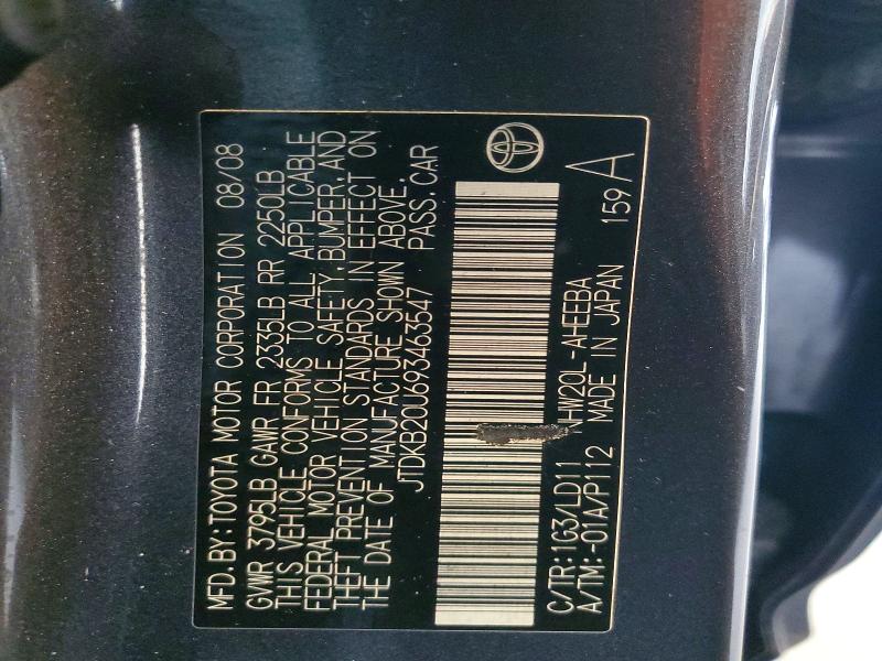 Aukcja sprzedaży 2009 Toyota Prius, vin: JTDKB20U693463547, numer aukcji: 56124486