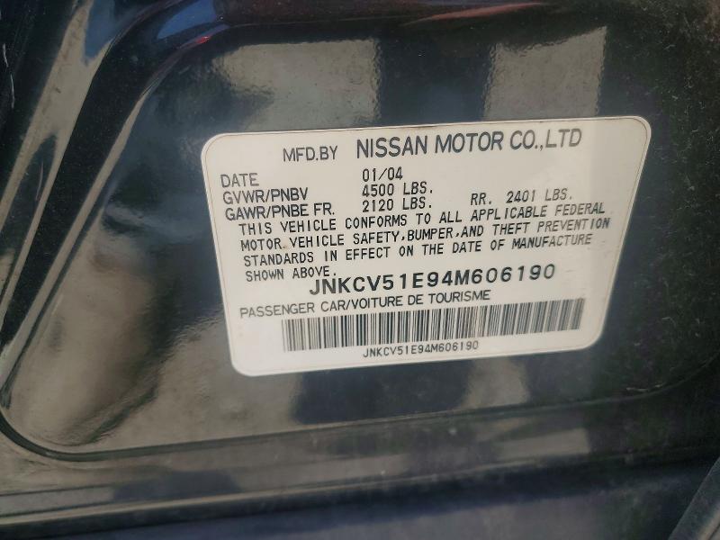 Aukcja sprzedaży 2004 Infiniti G35, vin: JNKCV51E94M606190, numer aukcji: 59175206
