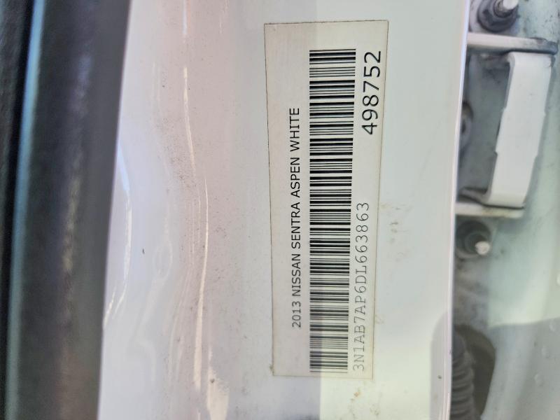 Продажа на аукционе авто 2013 Nissan Sentra, vin: 3N1AB7AP6DL663863, номер лота: 54925446