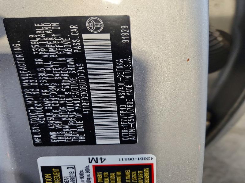 Продаж на аукціоні авто 2011 Toyota Camry, vin: 4T1BF3EK0BU707349, номер лоту: 58709776