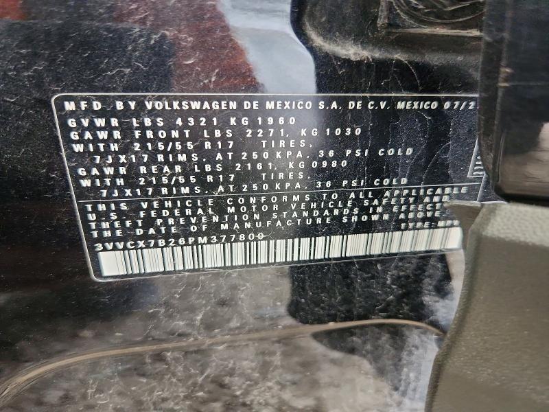 58495686 :رقم المزاد ، 3VVCX7B26PM377800 vin ، 2023 Volkswagen Taos مزاد بيع