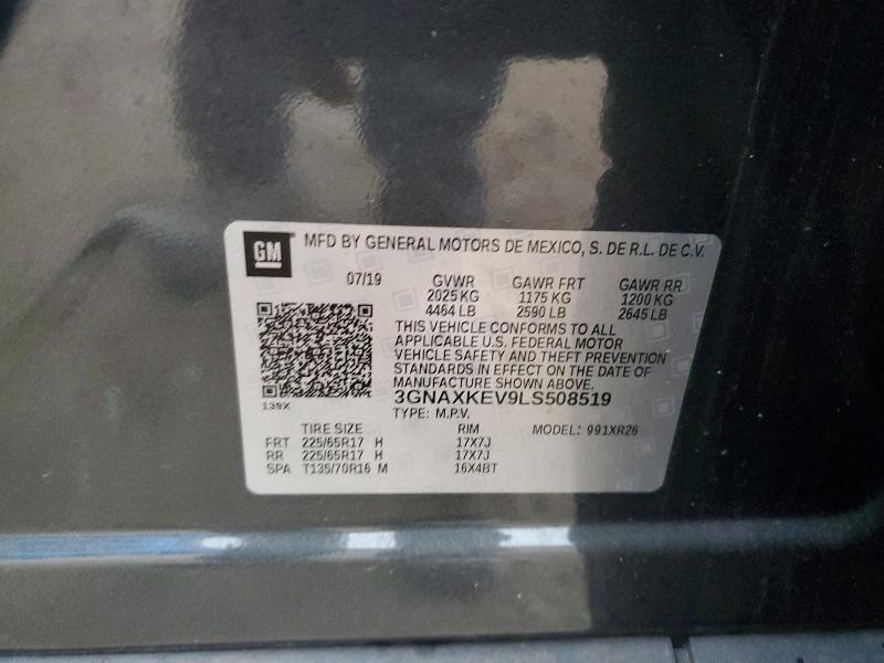 54763566 :رقم المزاد ، 3GNAXKEV9LS508519 vin ، 2020 Chevrolet Equinox مزاد بيع