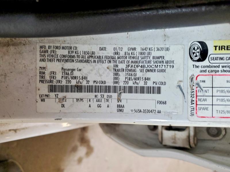 Продажа на аукционе авто 2012 Ford Fiesta, vin: 3FADP4BJ0CM171719, номер лота: 55645496