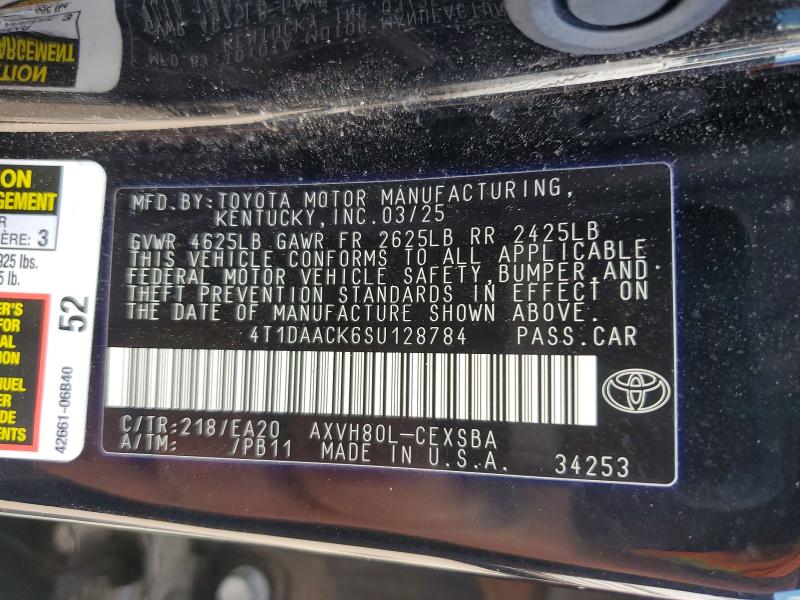 56873016 :رقم المزاد ، 4T1DAACK6SU128784 vin ، 2025 Toyota Camry مزاد بيع