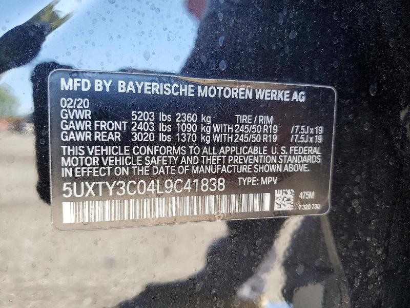 56754706 :رقم المزاد ، 5UXTY3C04L9C41838 vin ، 2020 Bmw X3 Sdrive30i مزاد بيع