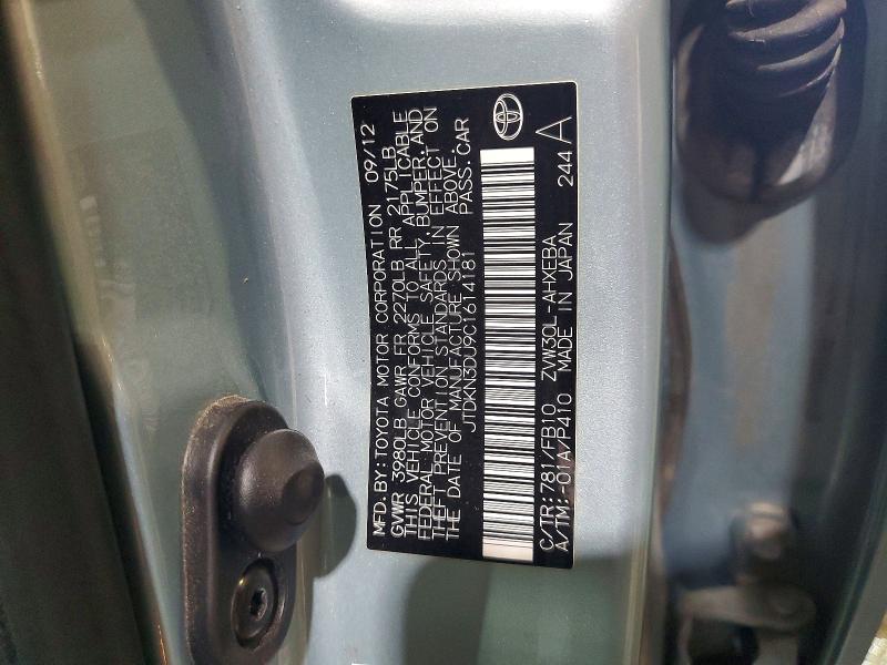 Aukcja sprzedaży 2012 Toyota Prius, vin: JTDKN3DU9C1614181, numer aukcji: 55797226