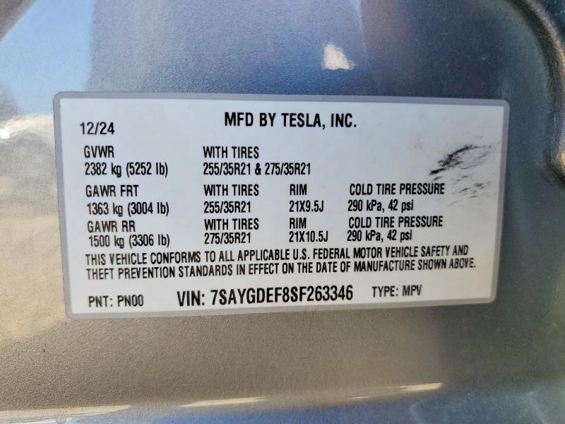 Продаж на аукціоні авто 2025 Tesla Model Y, vin: 7SAYGDEF8SF263346, номер лоту: 57258296