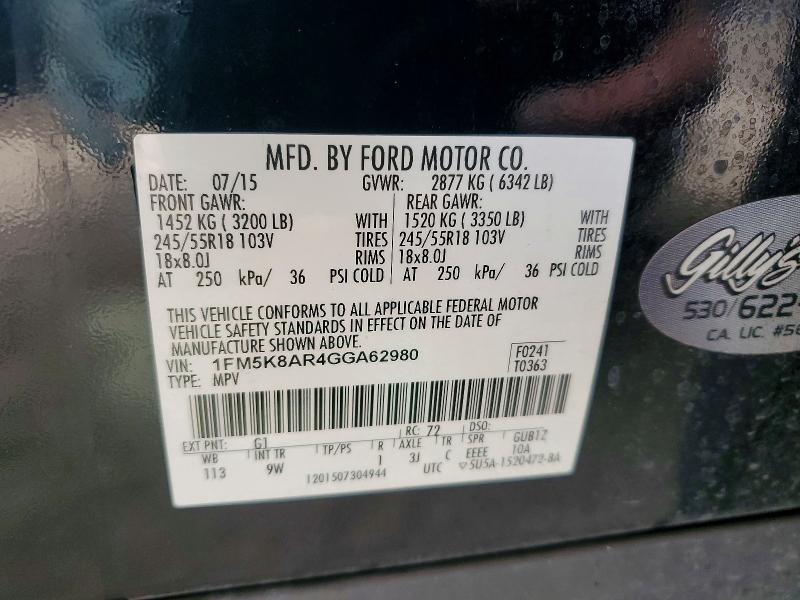 2016 Ford Explorer მანქანა იყიდება აუქციონზე, vin: 1FM5K8AR4GGA62980, აუქციონის ნომერი: 57594186