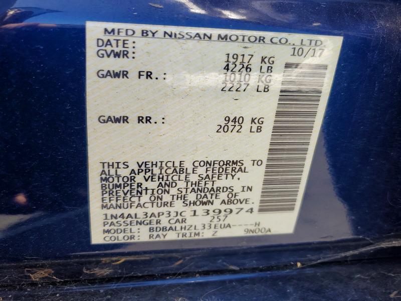 58590656 :رقم المزاد ، 1N4AL3AP3JC139974 vin ، 2018 Nissan Altima مزاد بيع