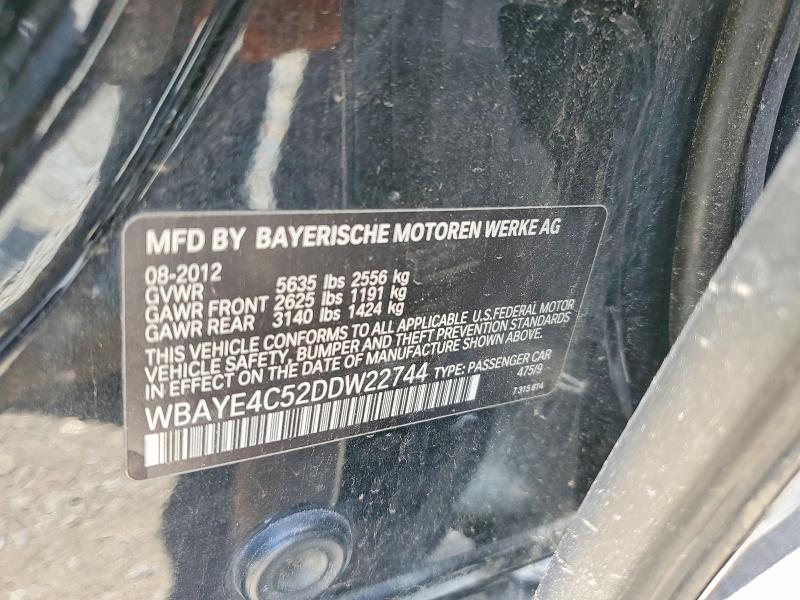 Продаж на аукціоні авто 2013 Bmw 740, vin: WBAYE4C52DDW22744, номер лоту: 55636256