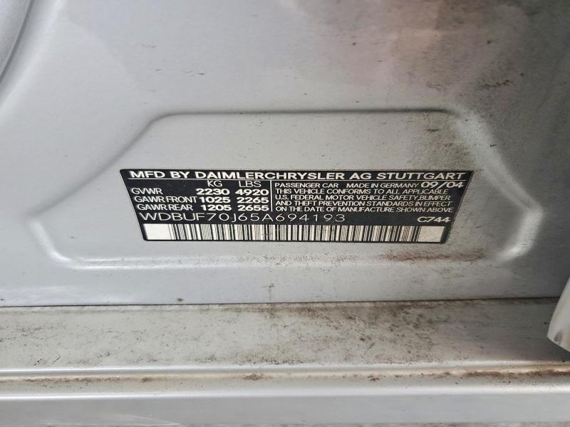 Продаж на аукціоні авто 2005 Mercedes-benz E, vin: WDBUF70J65A694193, номер лоту: 57333016