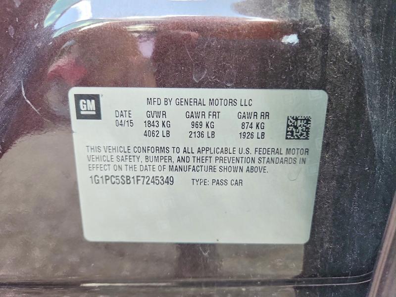 Продаж на аукціоні авто 2015 Chevrolet Cruze, vin: 1G1PC5SB1F7245349, номер лоту: 55382896