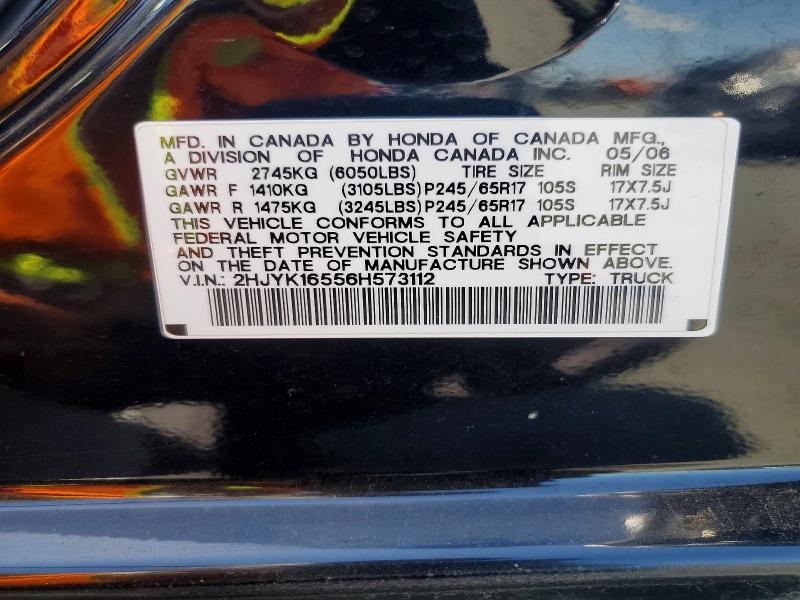 Aukcja sprzedaży 2006 Honda Ridgeline, vin: 2HJYK16556H573112, numer aukcji: 57589836