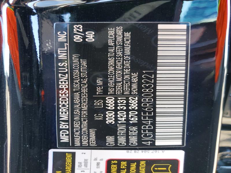 57833516 :رقم المزاد ، 4JGFB4FE6RB083221 vin ، 2024 Mercedes-benz Gle مزاد بيع