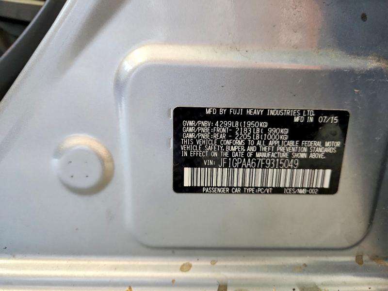 Продажа на аукционе авто 2015 Subaru Impreza, vin: JF1GPAA67F9315049, номер лота: 58705816