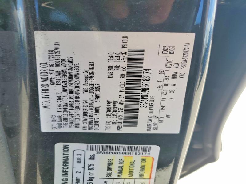 57634036 :رقم المزاد ، 3FA6P0D98ER183174 vin ، 2014 Ford Fusion مزاد بيع