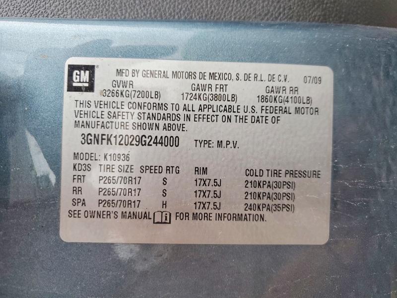 Aukcja sprzedaży 2009 Chevrolet Avalanche, vin: 3GNFK12029G244000, numer aukcji: 54880896