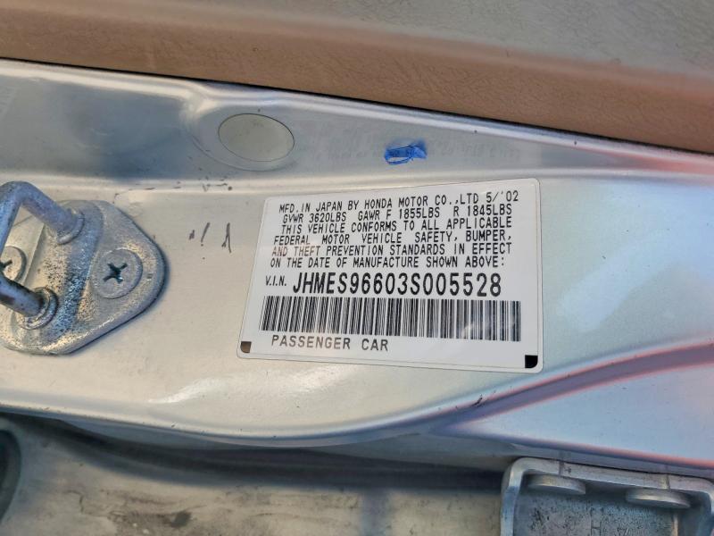 55793856 :رقم المزاد ، JHMES96603S005528 vin ، 2003 Honda Civic مزاد بيع