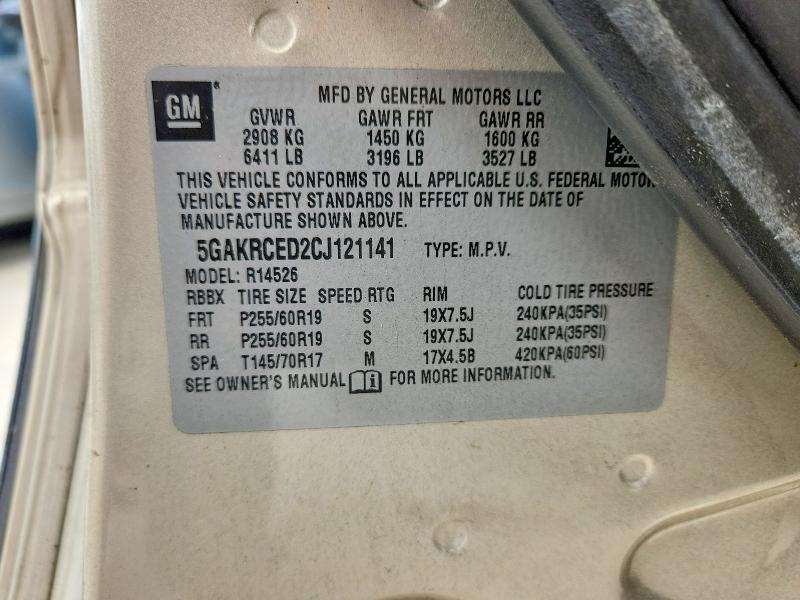 2012 Buick Enclave მანქანა იყიდება აუქციონზე, vin: 5GAKRCED2CJ121141, აუქციონის ნომერი: 56962976