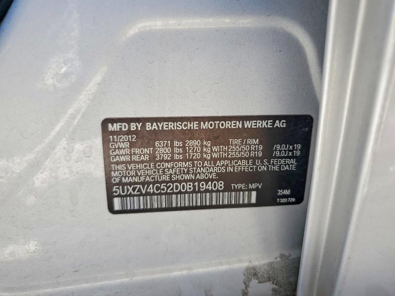 57429496 :رقم المزاد ، 5UXZV4C52D0B19408 vin ، 2013 Bmw X5 مزاد بيع