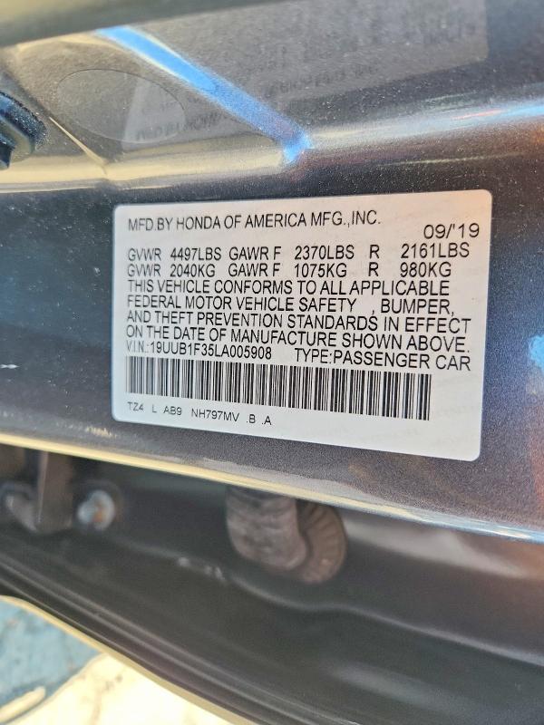 55300236 :رقم المزاد ، 19UUB1F35LA005908 vin ، 2020 Acura Tlx مزاد بيع