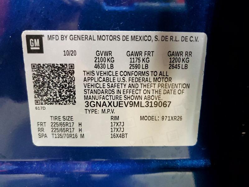 Продажа на аукционе авто 2021 Chevrolet Equinox, vin: 3GNAXUEV9ML319067, номер лота: 56474106