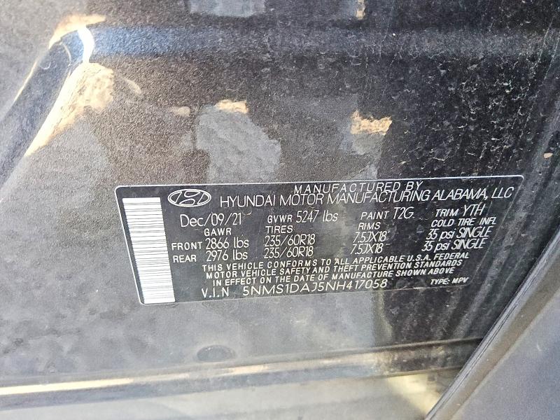 Aukcja sprzedaży 2022 Hyundai Santa Fe, vin: 5NMS1DAJ5NH417058, numer aukcji: 57177476