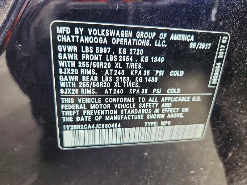 56106156 :رقم المزاد ، 1V2RR2CA4JC530404 vin ، 2018 Volkswagen Atlas مزاد بيع