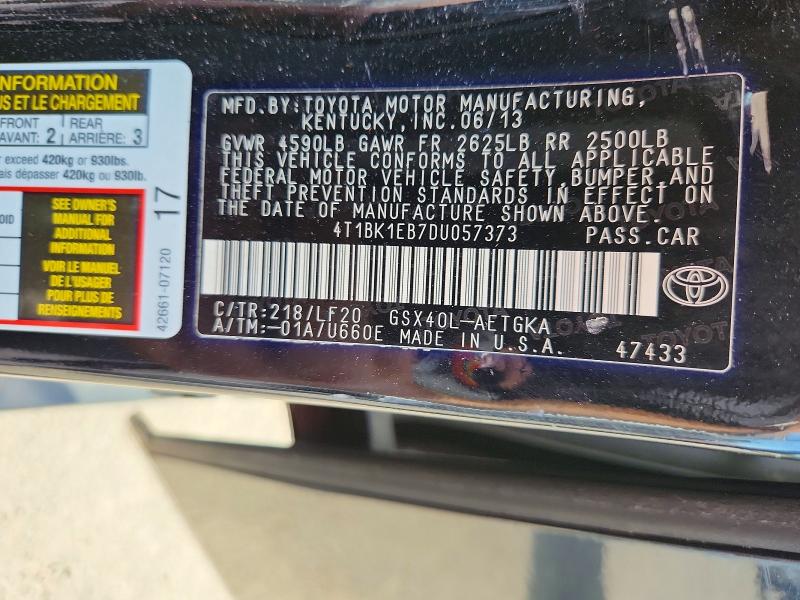 Aukcja sprzedaży 2013 Toyota Avalon, vin: 4T1BK1EB7DU057373, numer aukcji: 56168516