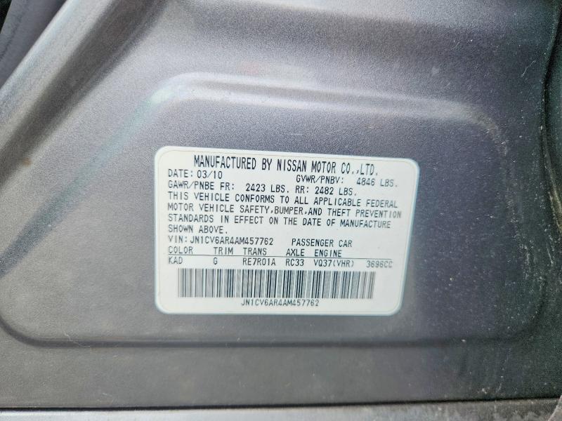 58972656 :رقم المزاد ، JN1CV6AR4AM457762 vin ، 2010 Infiniti G37 Sedan مزاد بيع