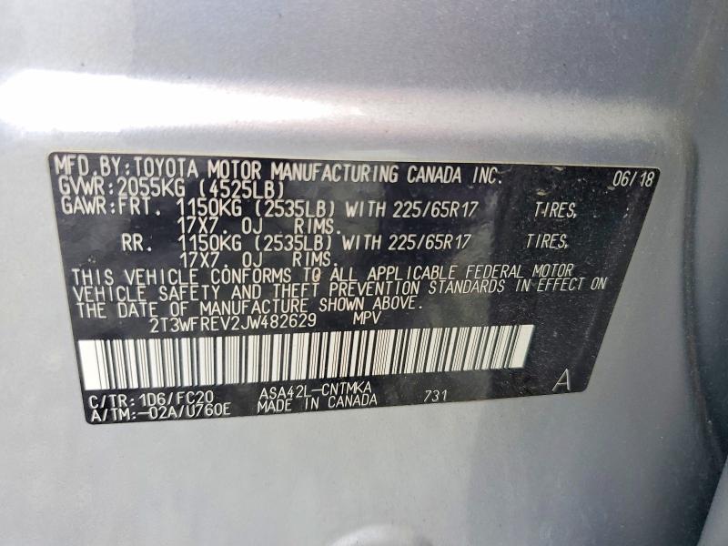 2018 Toyota Rav4 მანქანა იყიდება აუქციონზე, vin: 2T3WFREV2JW482629, აუქციონის ნომერი: 58637006