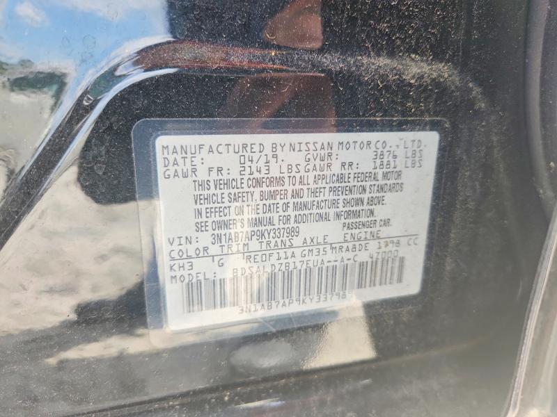 Aukcja sprzedaży 2019 Nissan Sentra, vin: 3N1AB7AP9KY337989, numer aukcji: 58630916
