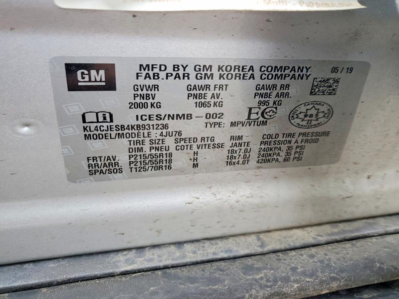 Aukcja sprzedaży 2019 Buick Encore, vin: KL4CJESB4KB931236, numer aukcji: 56060476
