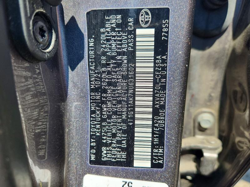 Продажа на аукционе авто 2022 Toyota Camry, vin: 4T1G11AK7NU631602, номер лота: 55719726
