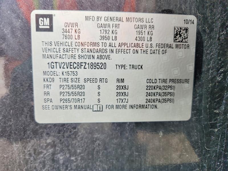 85771765 :رقم المزاد ، 1GTV2VEC8FZ189520 vin ، 2015 Gmc Sierra مزاد بيع