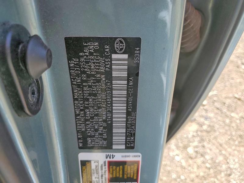 2011 Toyota Camry მანქანა იყიდება აუქციონზე, vin: 4T4BF3EK4BR097347, აუქციონის ნომერი: 55743426