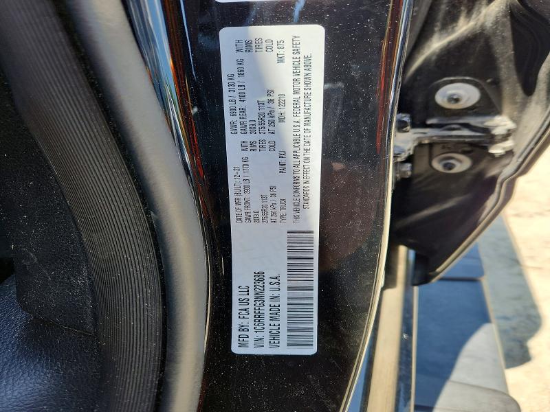 Продаж на аукціоні авто 2022 Ram 1500, vin: 1C6RRFFG3NN223686, номер лоту: 57132466