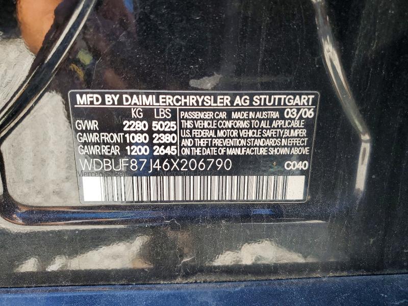 2006 Mercedes-benz E მანქანა იყიდება აუქციონზე, vin: WDBUF87J46X206790, აუქციონის ნომერი: 55873696