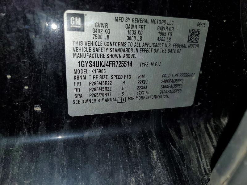 Продаж на аукціоні авто 2015 Cadillac Escalade, vin: 1GYS4UKJ4FR725514, номер лоту: 56349976