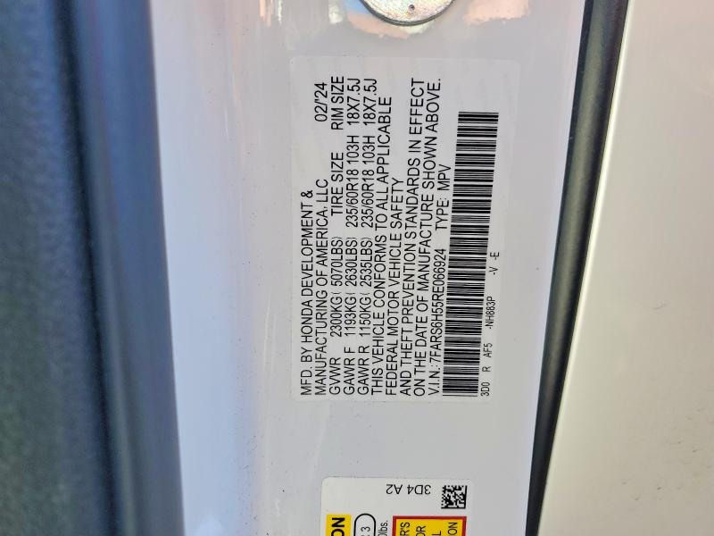 2024 Honda Cr-v მანქანა იყიდება აუქციონზე, vin: 7FARS6H55RE066924, აუქციონის ნომერი: 57274286
