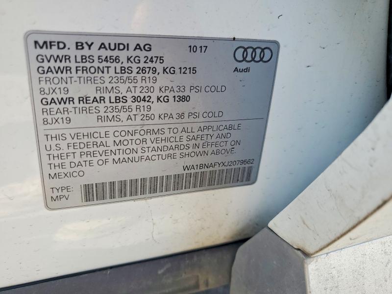 Продажа на аукционе авто 2018 Audi Q5, vin: WA1BNAFYXJ2079562, номер лота: 58598326